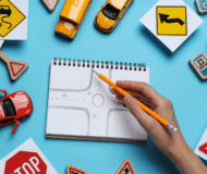 Adult student learning how to drive in New Jersey with certified driving instructor during behind-the-wheel lesson
